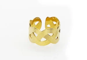 Bague or ajustable gravure style antique