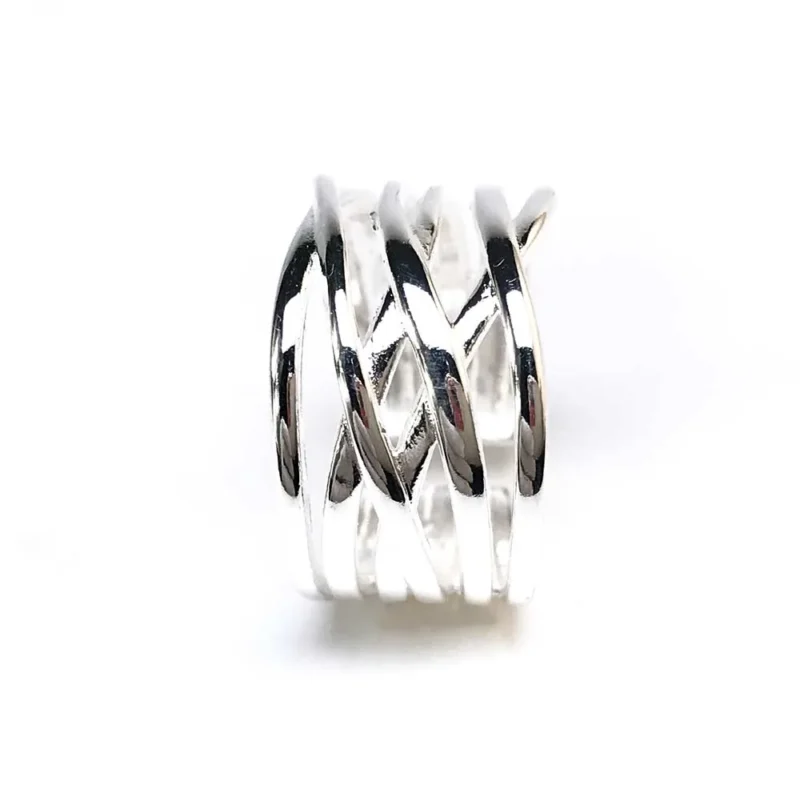 Bague ouverte de face Entrelaces Argent