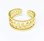 Bague Design Laurier Plaqué Or 18k