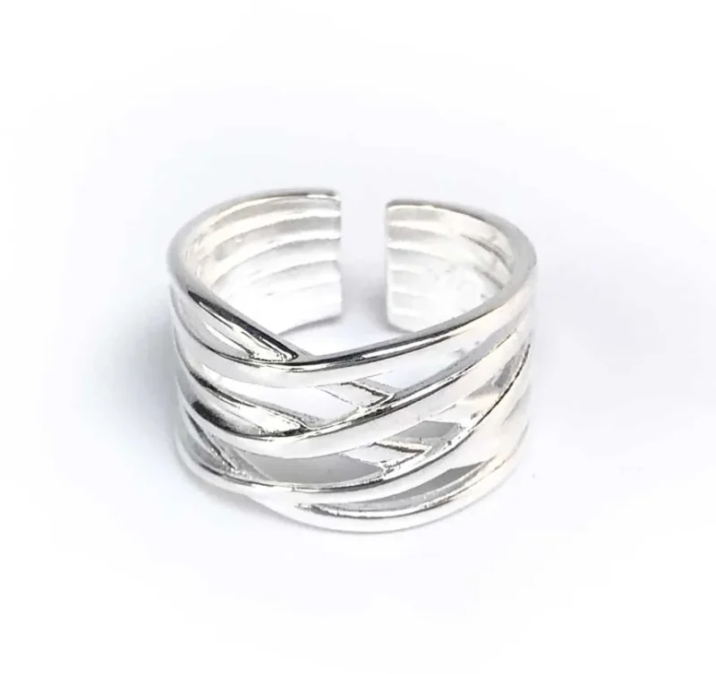 Bague Unique Ajustable Entrelacés en Argent