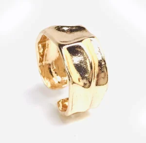 Bague doré en argent 925 Martelé Femme Ajustable