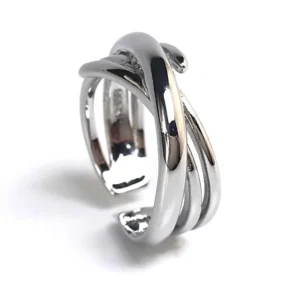 Bague ouverte triple anneau croisé