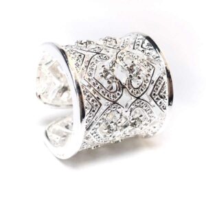 Large bague en argent ajourés de petits cœurs