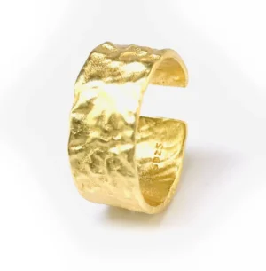 Bague ajustable doré style martelé tendance Femme