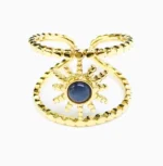 Bague femme ajustable or soleil avec pierre agate Bague femme ajustable or soleil avec pierre agate