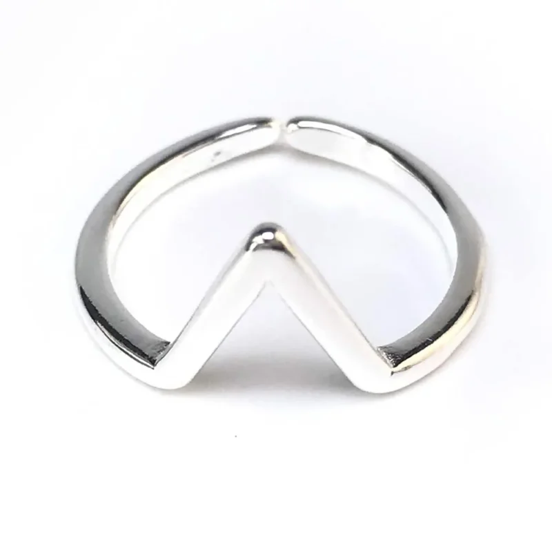 Bague femme argent ajustable forme triangle