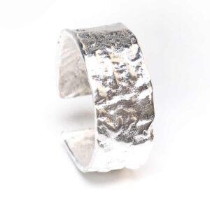 Bague femme argent large style martelé