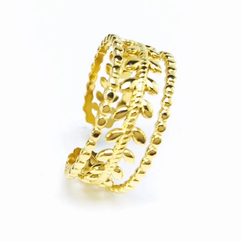 Bague femme laurier doré or fin 18k
