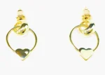 Paire boucles pendantes coeur doré à d'or 18k