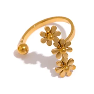 Boucles d'oreille fleurs or