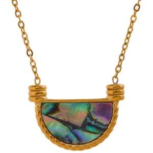 Collier Tendance Pendentif Nacre Blanche et Ormeau