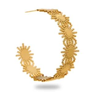 Grande créole femme or design soleil