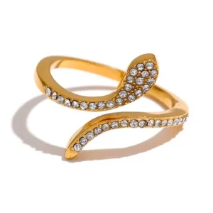 Bague Femme or forme serpent zirconium blanc
