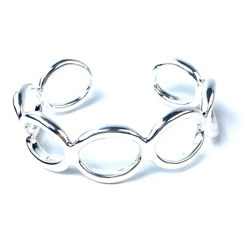 Jonc large ajouré anneau de forme ovale femme argent 925