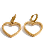 boucles d'oreilles en forme de cœur, plaquées or 18 carats