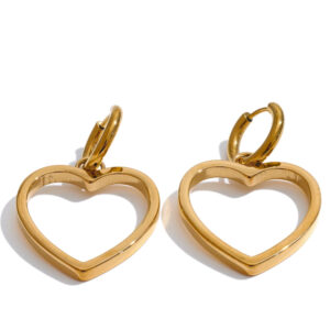 boucles d'oreilles en forme de cœur, plaquées or 18 carats