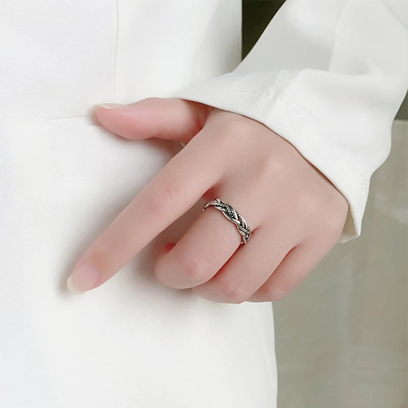Bague Argent Tressé Large