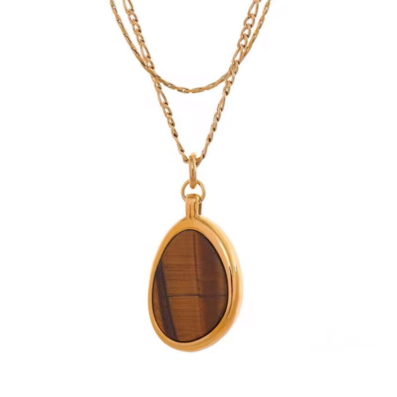 Collier fantaisie pierre oeil de tigre bijou pour femme Collier fantaisie pierre oeil de tigre bijou pour femme