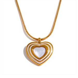 Collier plaqué or femme en forme bijou coeur fantaisie