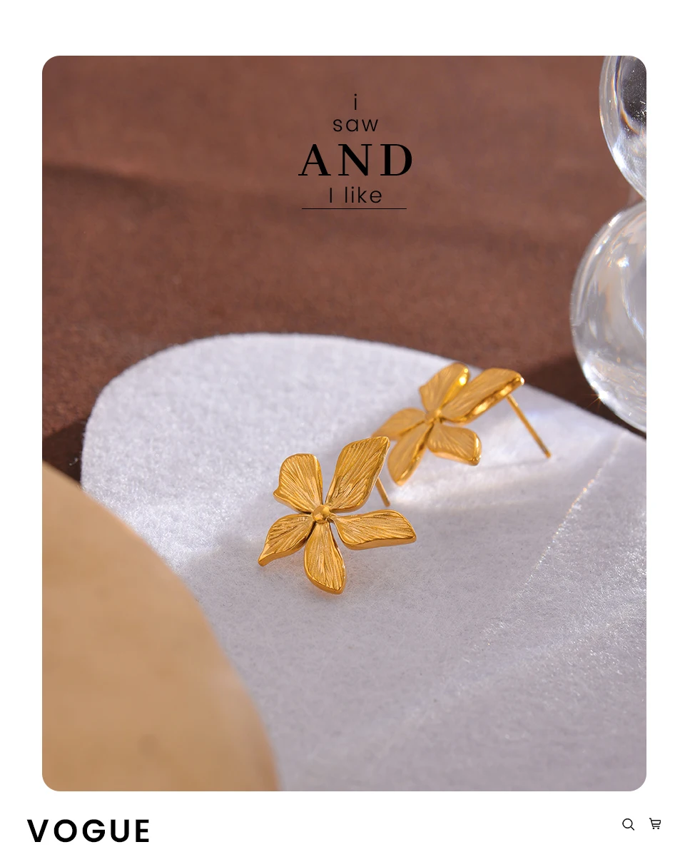 Boucle d'oreille Fleur Or Originale