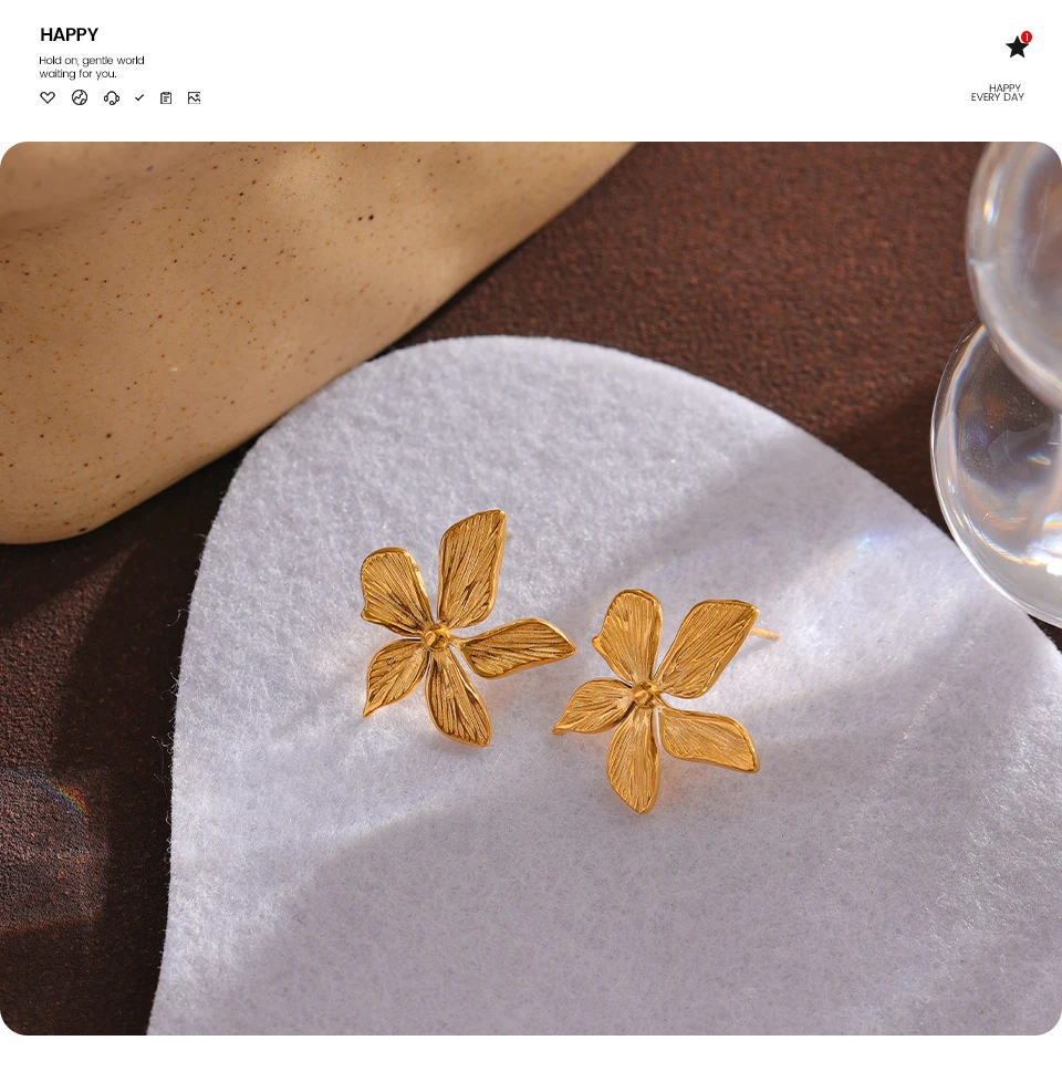 Boucle d'oreille Fleur Or Originale