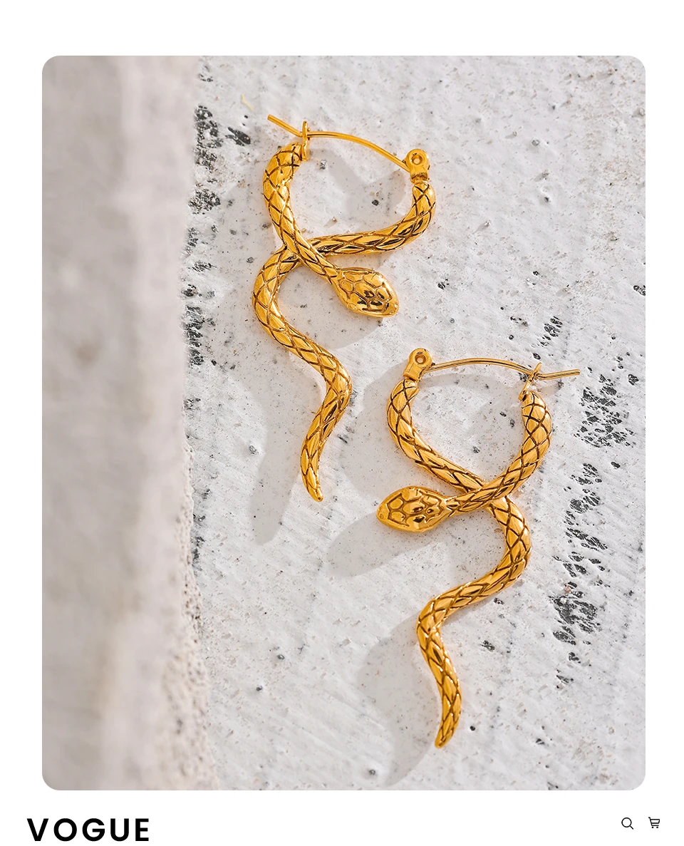 Boucle d'Oreille Pendante Or Serpent