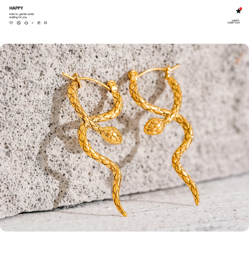Boucle d'Oreille Pendante Or Serpent