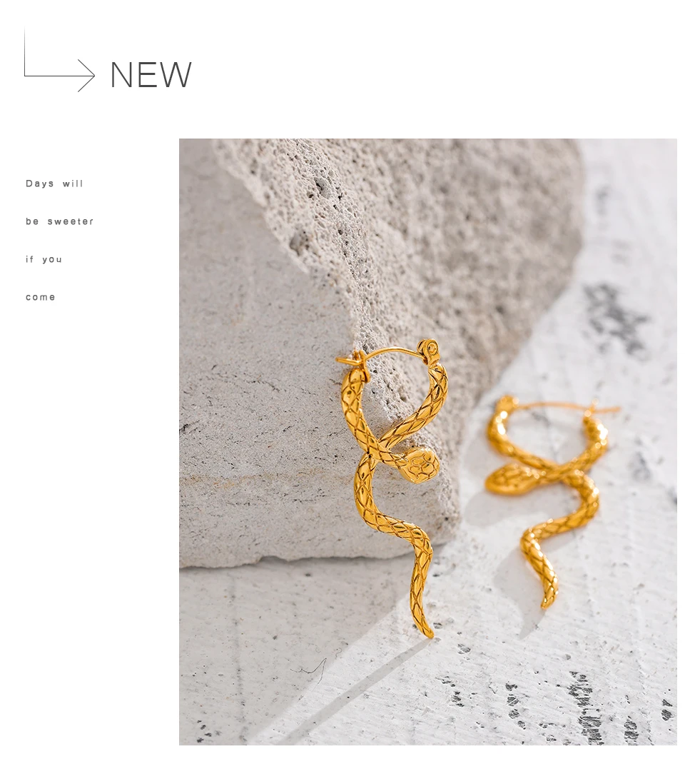 Boucle d'Oreille Pendante Or Serpent