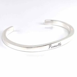 Bracelet jonc ouvert en argent 925 avec gravure personnalisée texte ou prénom