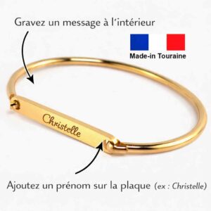 Jonc femme personnalisé gravé prénom et message – Made-in Touraine