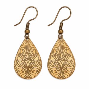 Boucles d’Oreilles Bohème Gravées Forme Goutte | Toimonbijou