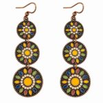 Boucles d’Oreilles Pendantes Multicolores Rosace Bohème sur Fond Blanc Boucles d’oreilles femme pendantes multicolores rosace bohème sur fond blanc
