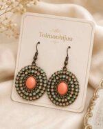 Boucles d’Oreilles Rosace Corail sur Support Toimonbijou Boucles d’Oreilles Rosace Corail sur Support Toimonbijou